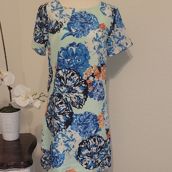 J. Crew Dresses & Skirts - J. Crew Blue Flutter Sleeve Mini Dress